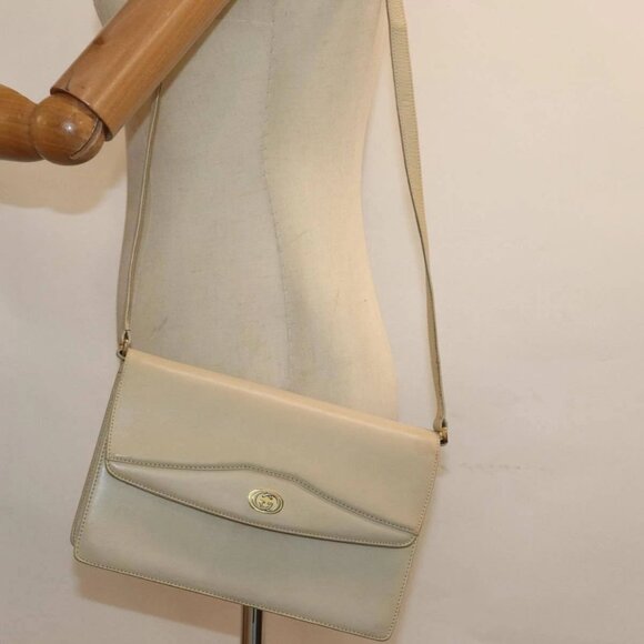 GUCCI Shoulder Bag Leather Cream 004 406 0105 Auth - Picture 1 of 16